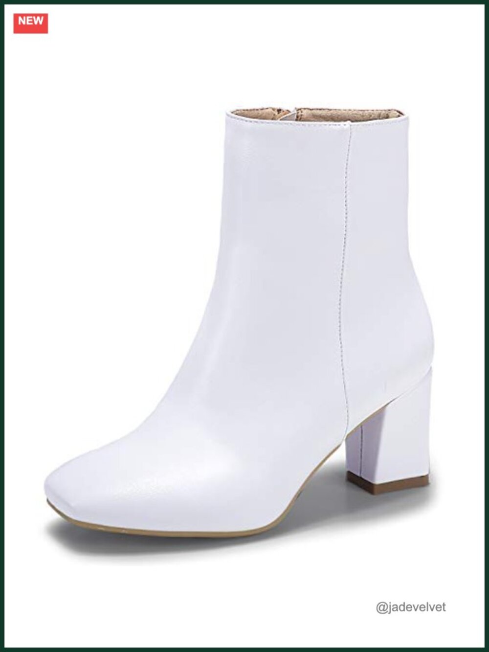 Square Toe Ankle Boots Low Block Heel Side Zipper Booties